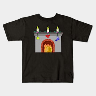 Cozy Christmas Fireplace Kids T-Shirt